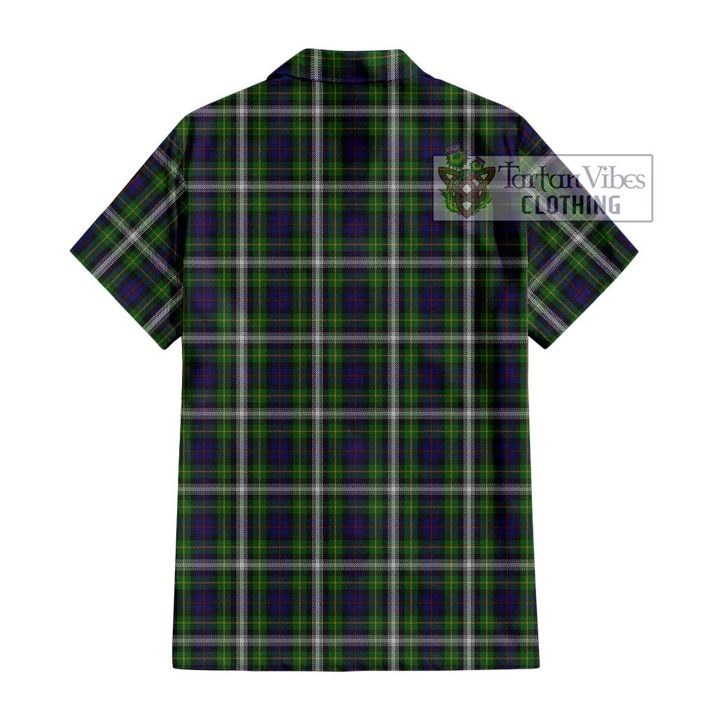 Farquharson Dress Tartan Short Sleeve Button Shirt with Family Crest DNA In Me Style - Tartanvibesclothing Shop