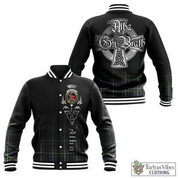 Farquharson Dress Tartan Baseball Jacket Featuring Alba Gu Brath Family Crest Celtic Inspired