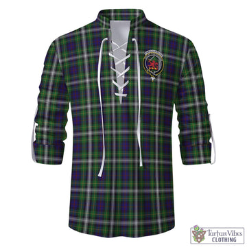 Farquharson Dress Tartan Men's Scottish Traditional Jacobite Ghillie Kilt Shirt with Family Crest