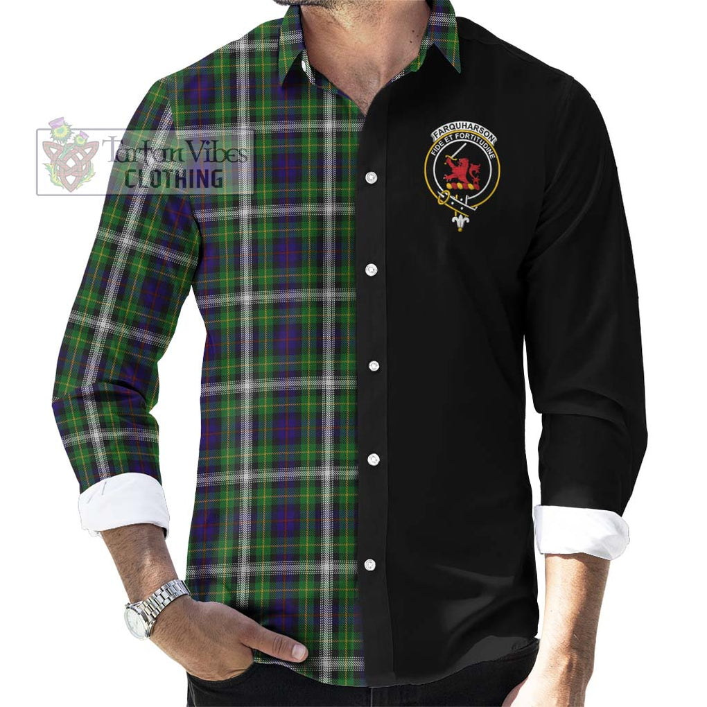 Farquharson Dress Tartan Long Sleeve Button Shirt with Family Crest and Half Of Me Style - Tartanvibesclothing Shop