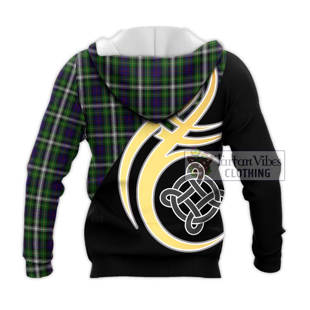 Tartan Vibes Clothing Farquharson Dress Tartan Knitted Hoodie with Family Crest and Celtic Symbol Style