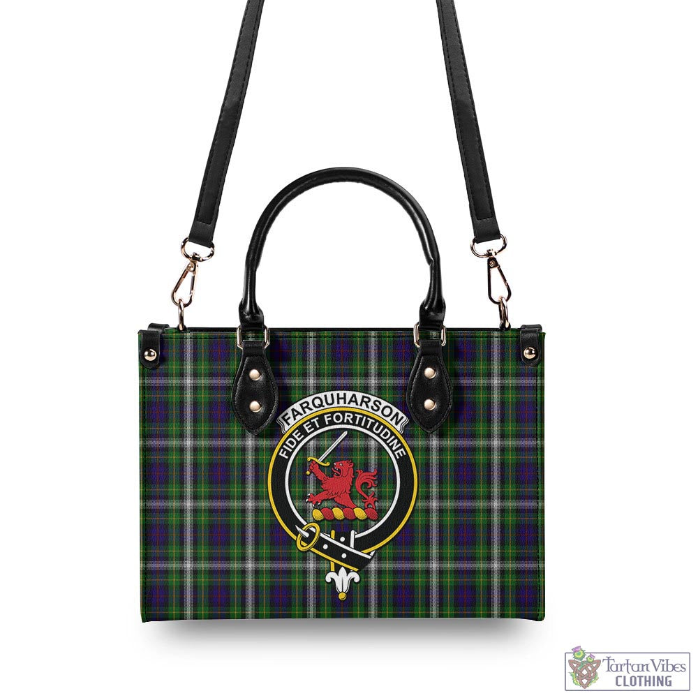 Tartan Vibes Clothing Farquharson Dress Tartan Luxury Leather Handbags with Family Crest