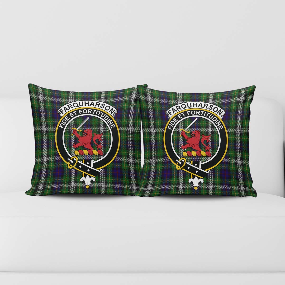 Farquharson Dress Tartan Pillow Cover with Family Crest - Tartanvibesclothing