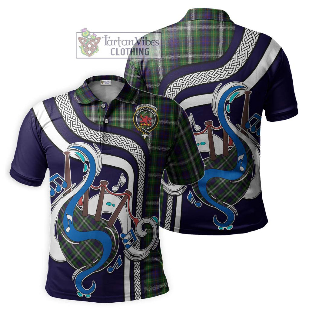 Tartan Vibes Clothing Farquharson Dress Tartan Polo Shirt with Epic Bagpipe Style