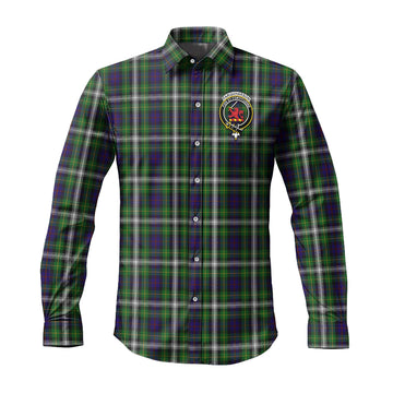 Farquharson Dress Tartan Long Sleeve Button Up Shirt with Family Crest