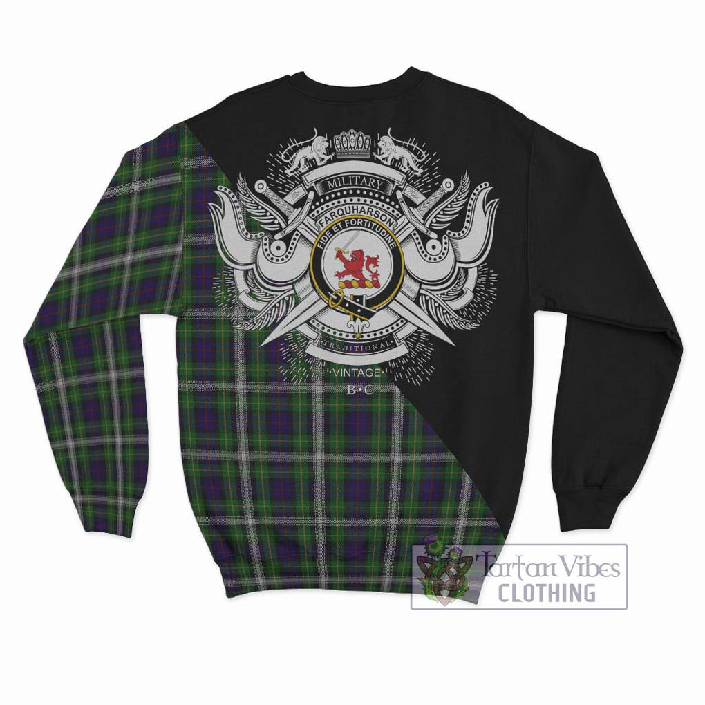 Farquharson Dress Tartan Sweatshirt with Family Crest and Military Logo Style - Tartanvibesclothing Shop