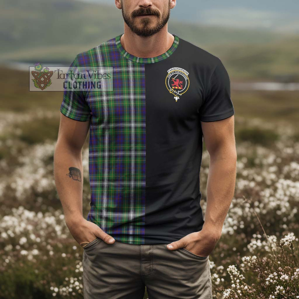 Farquharson Dress Tartan T-Shirt with Family Crest and Half Of Me Style - Tartanvibesclothing Shop