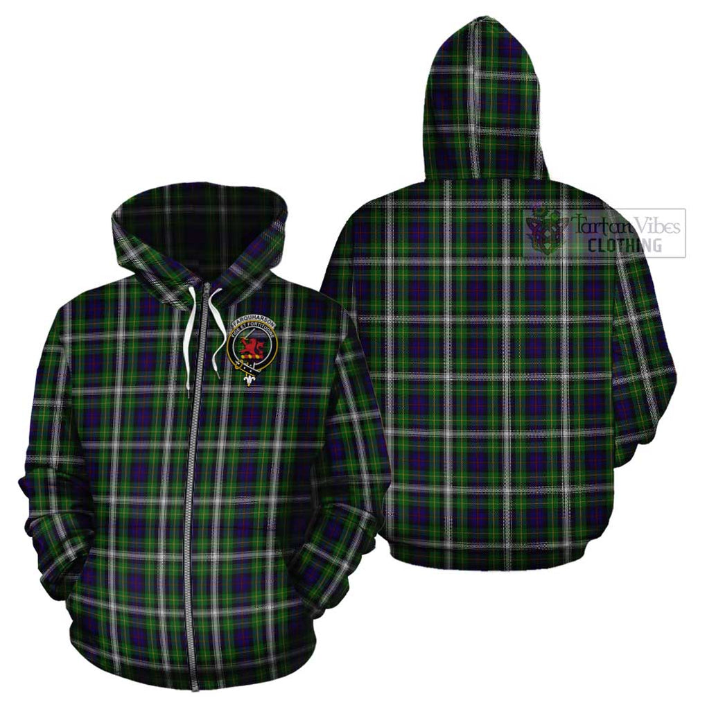 Farquharson Dress Tartan Cotton Hoodie with Family Crest Zip Hoodie - Tartan Vibes Clothing