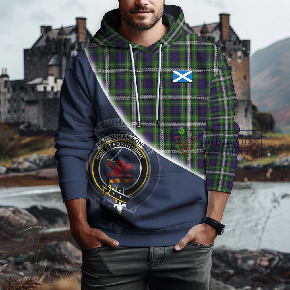 Farquharson Dress Tartan Hoodie with Personalised National Flag and Family Crest Half Style - Tartanvibesclothing Shop