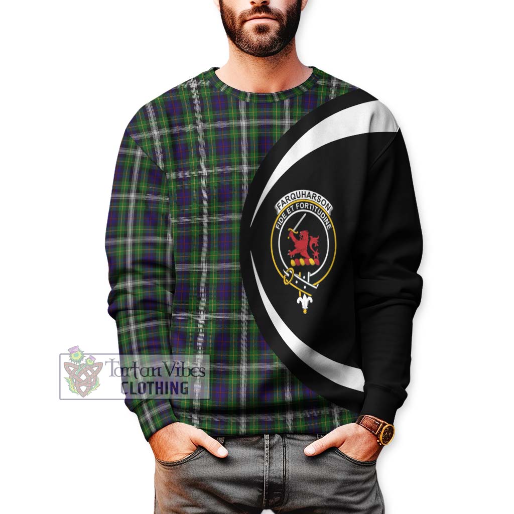 Farquharson Dress Tartan Sweatshirt with Family Crest Circle Style - Tartan Vibes Clothing