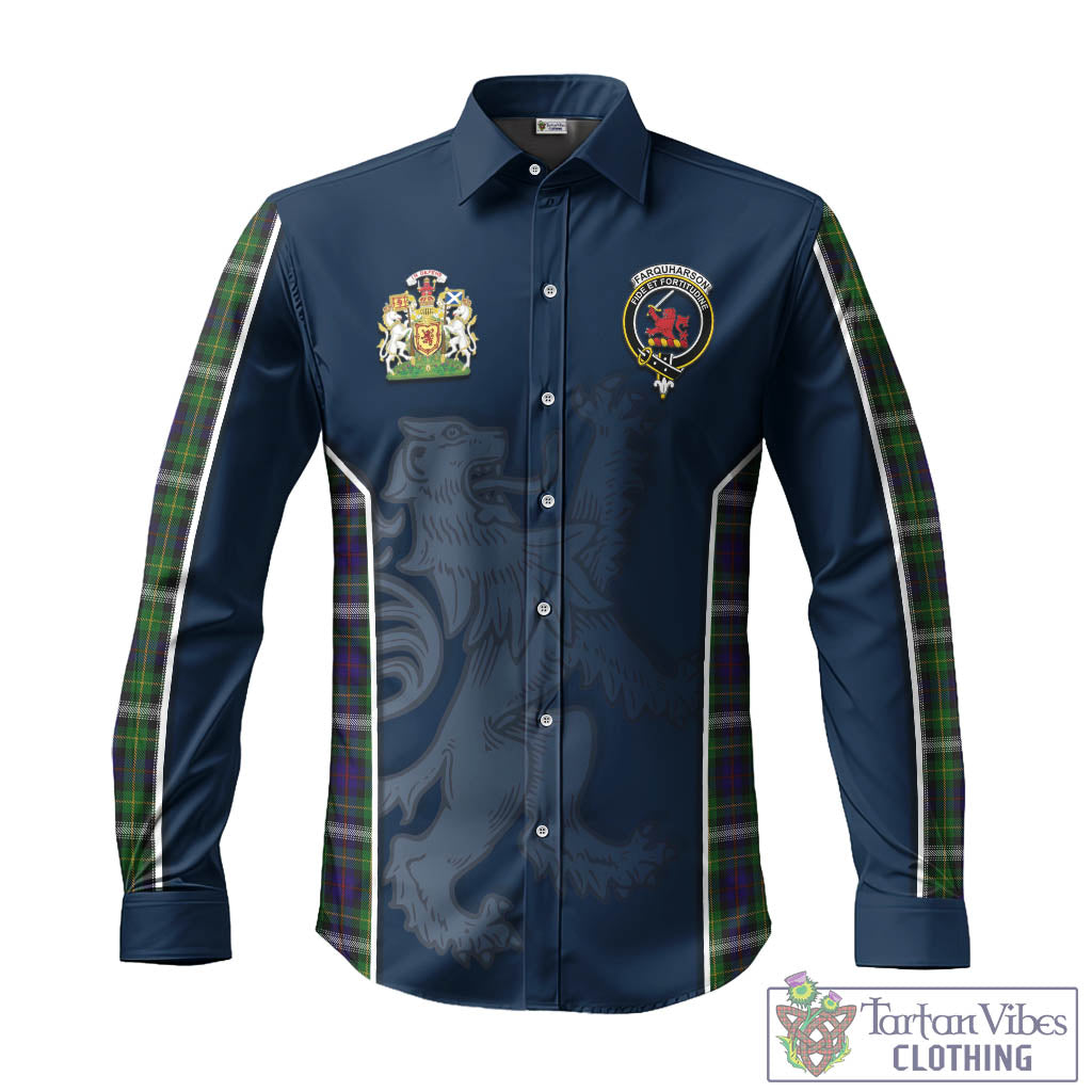 Tartan Vibes Clothing Farquharson Dress Tartan Long Sleeve Button Up Shirt with Family Crest and Lion Rampant Vibes Sport Style