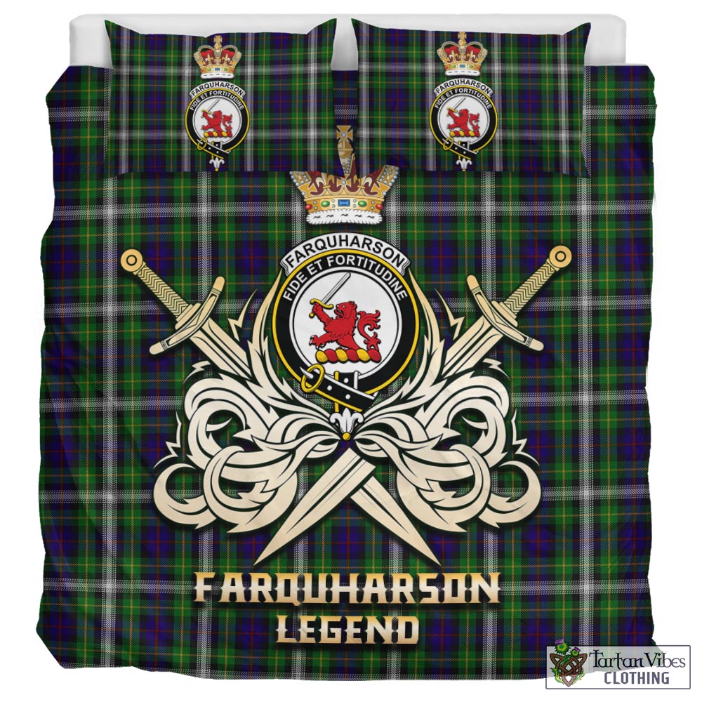 Tartan Vibes Clothing Farquharson Dress Tartan Bedding Set with Clan Crest and the Golden Sword of Courageous Legacy