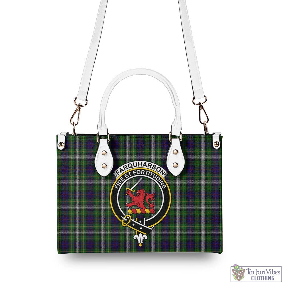 Tartan Vibes Clothing Farquharson Dress Tartan Luxury Leather Handbags with Family Crest