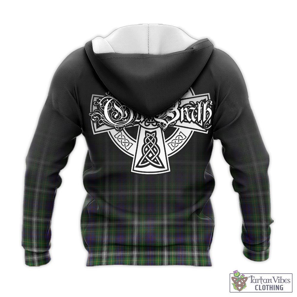 Tartan Vibes Clothing Farquharson Dress Tartan Knitted Hoodie Featuring Alba Gu Brath Family Crest Celtic Inspired