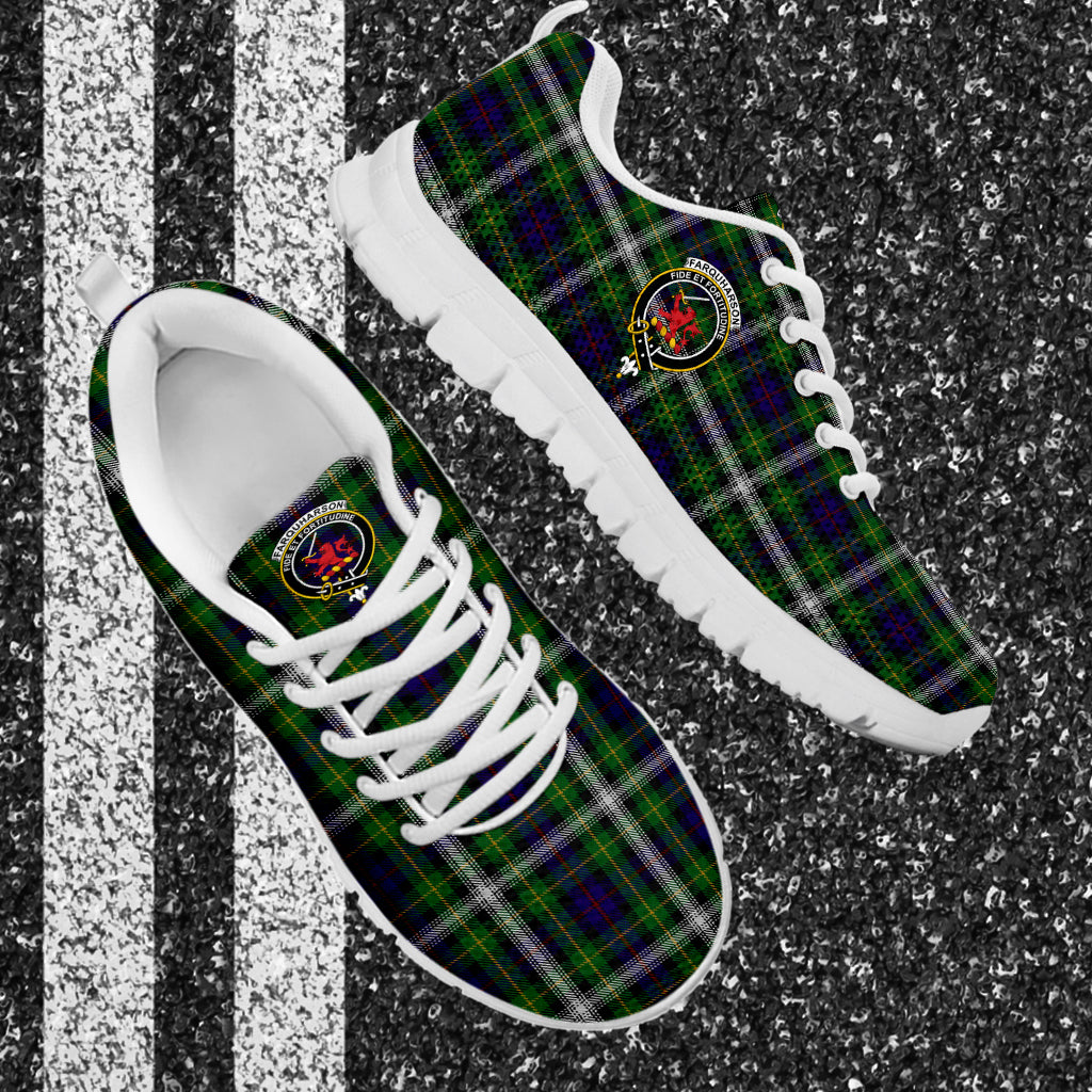 Farquharson Dress Tartan Sneakers with Family Crest - Tartan Vibes Clothing