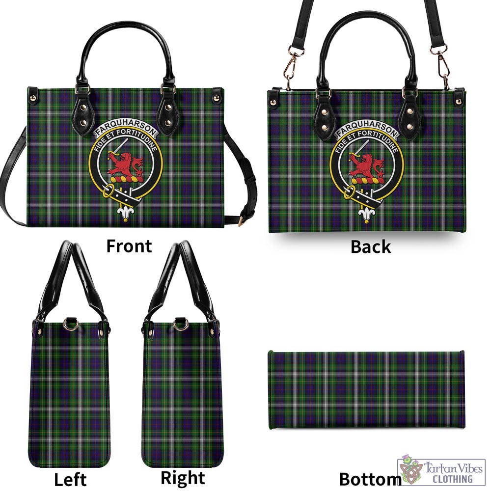 Tartan Vibes Clothing Farquharson Dress Tartan Luxury Leather Handbags with Family Crest