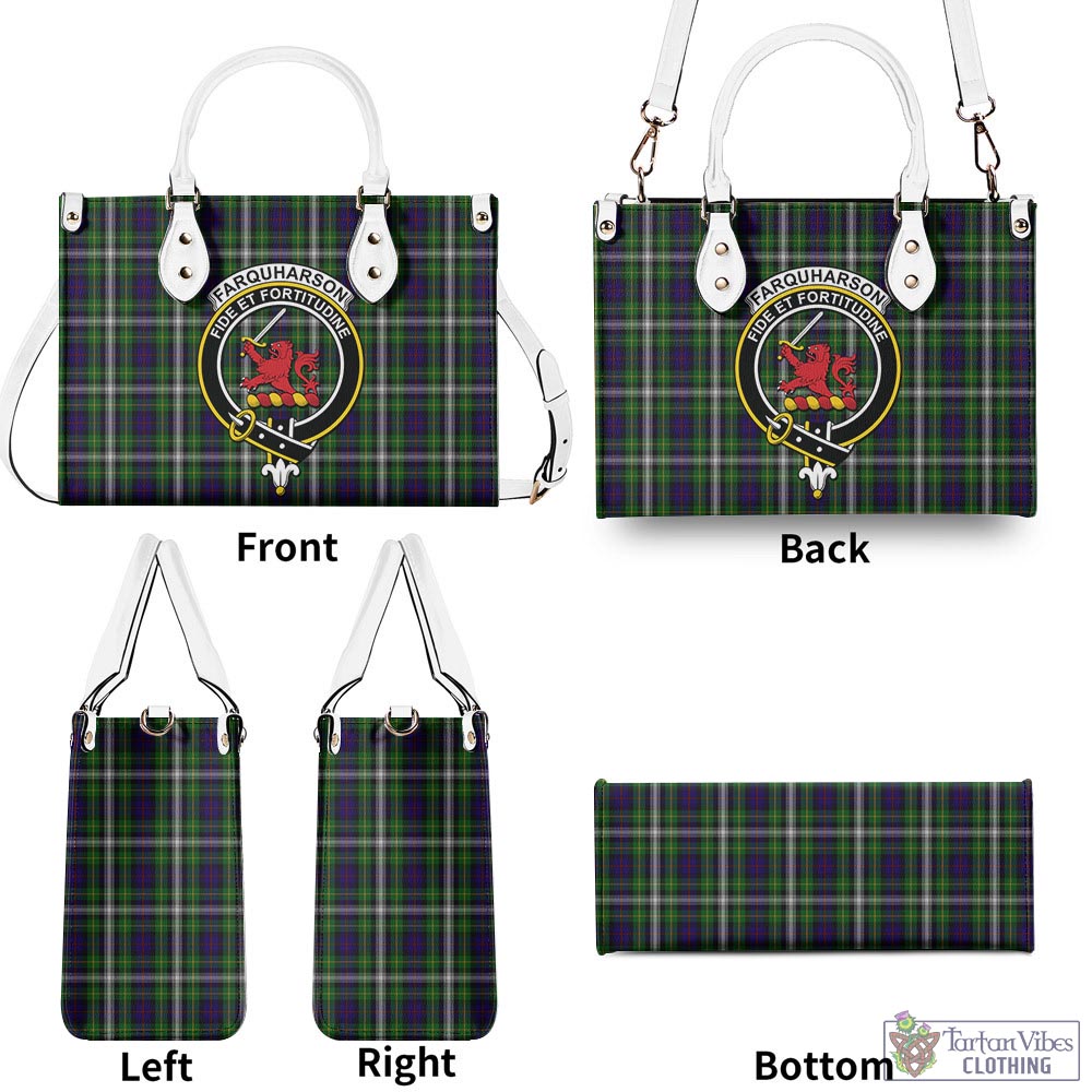 Tartan Vibes Clothing Farquharson Dress Tartan Luxury Leather Handbags with Family Crest