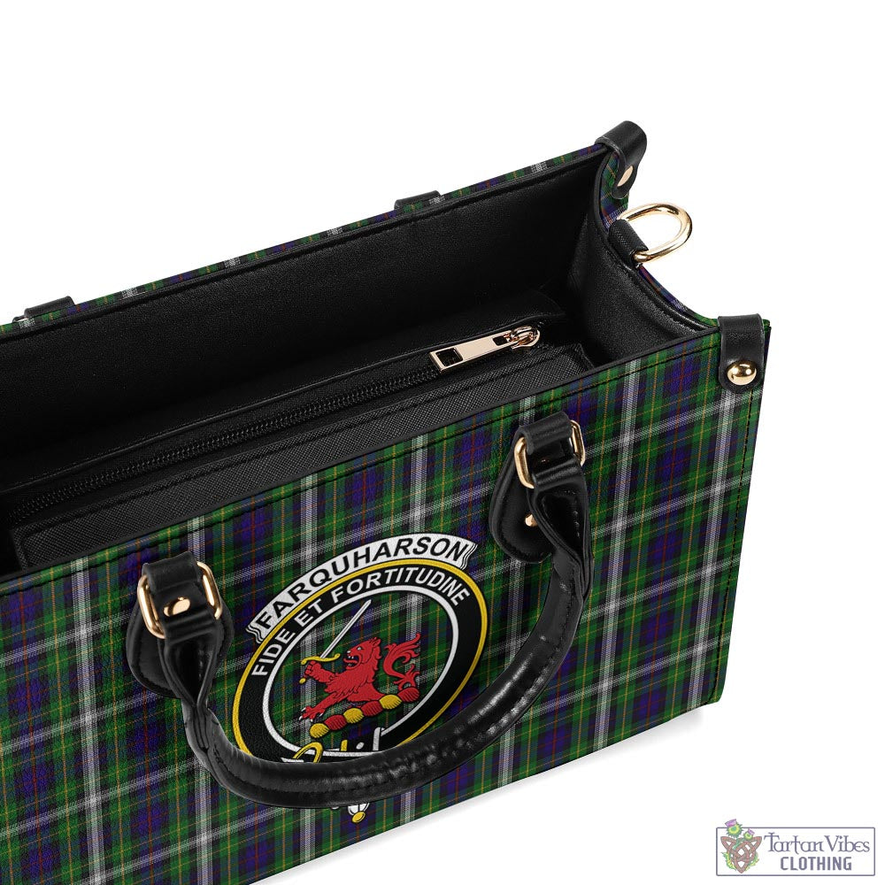 Tartan Vibes Clothing Farquharson Dress Tartan Luxury Leather Handbags with Family Crest