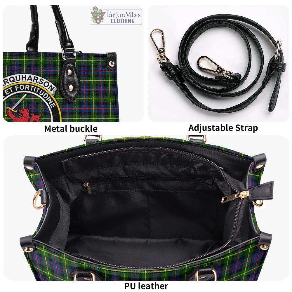 Tartan Vibes Clothing Farquharson Modern Tartan Luxury Leather Handbags with Family Crest