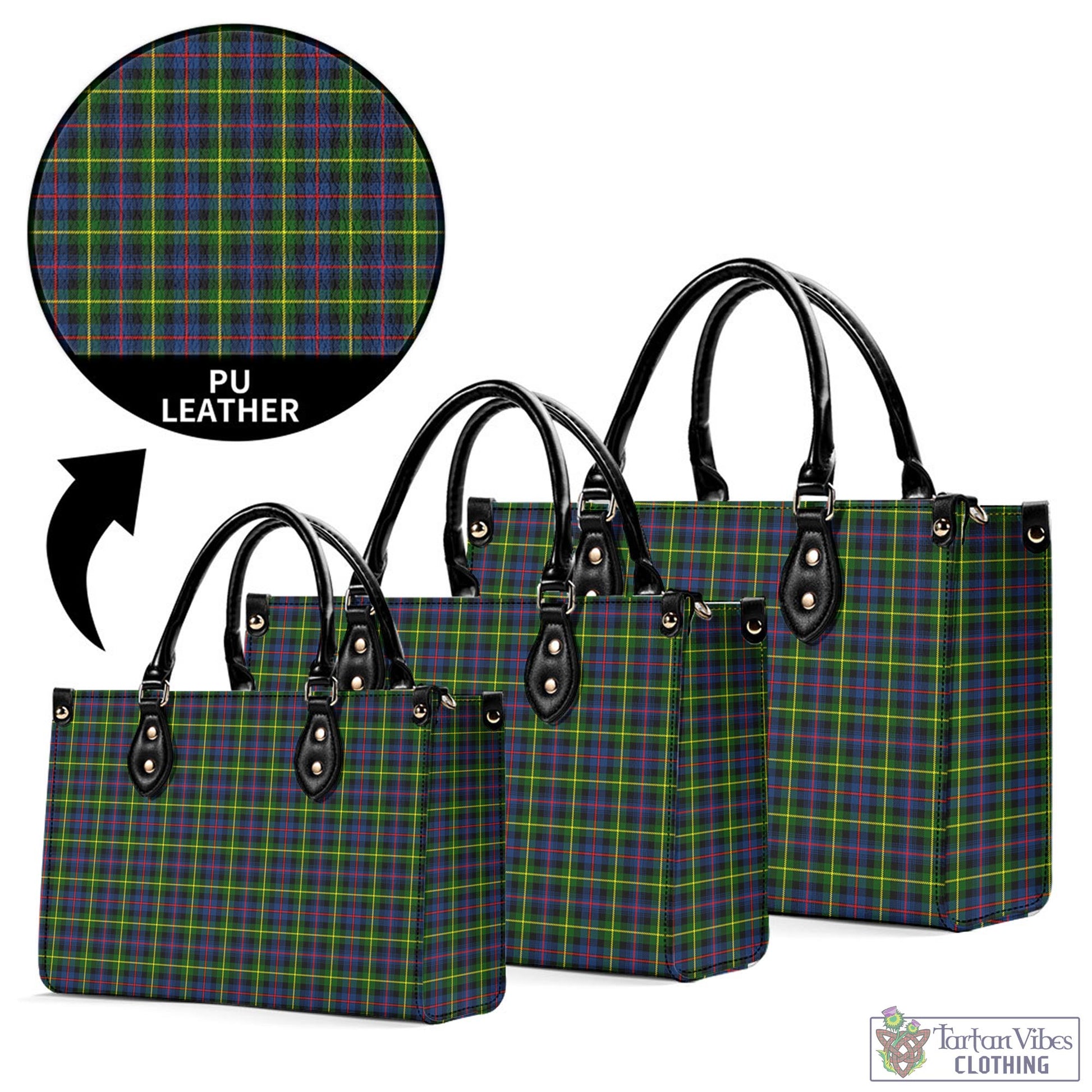 Tartan Vibes Clothing Farquharson Modern Tartan Luxury Leather Handbags