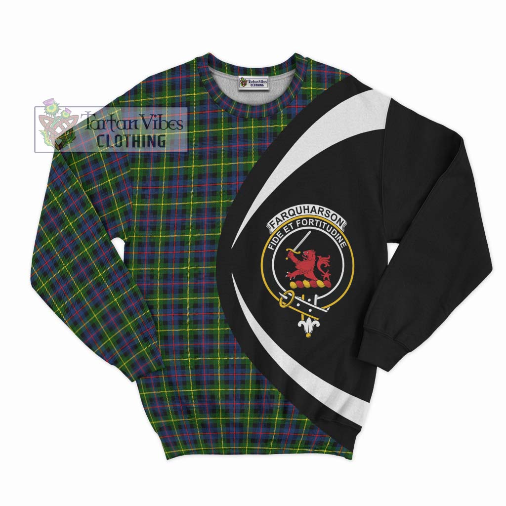 Farquharson Modern Tartan Sweatshirt with Family Crest Circle Style Unisex - Tartan Vibes Clothing