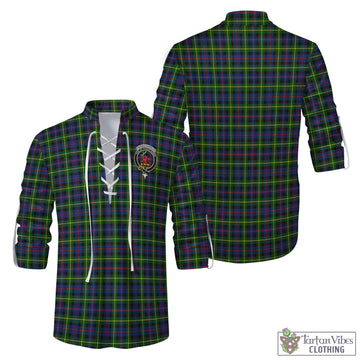 Farquharson Modern Tartan Men's Scottish Traditional Jacobite Ghillie Kilt Shirt with Family Crest