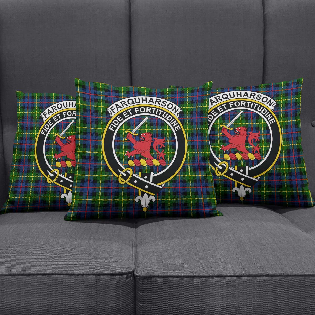 Farquharson Modern Tartan Pillow Cover with Family Crest Square Pillow Cover - Tartanvibesclothing