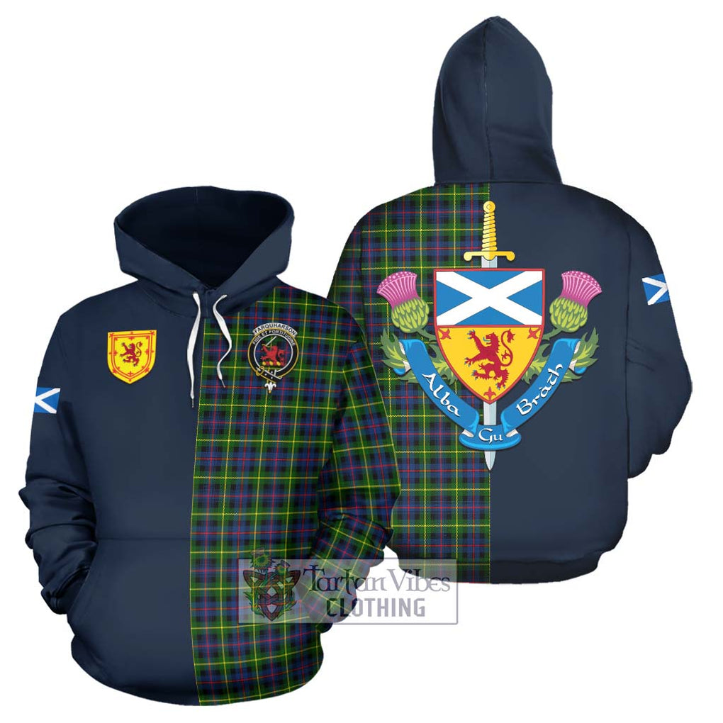 Tartan Vibes Clothing Farquharson Modern Tartan Hoodie with Scottish Lion Royal Arm Half Style