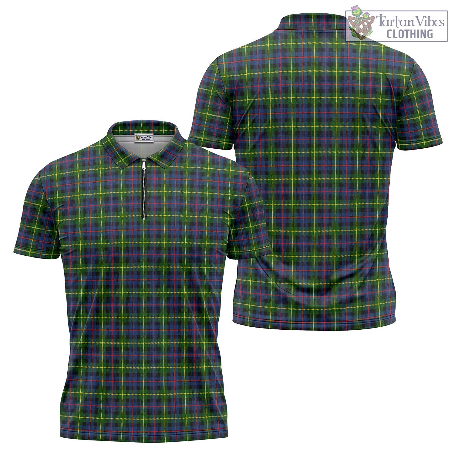 Tartan Vibes Clothing Farquharson Modern Tartan Zipper Polo Shirt