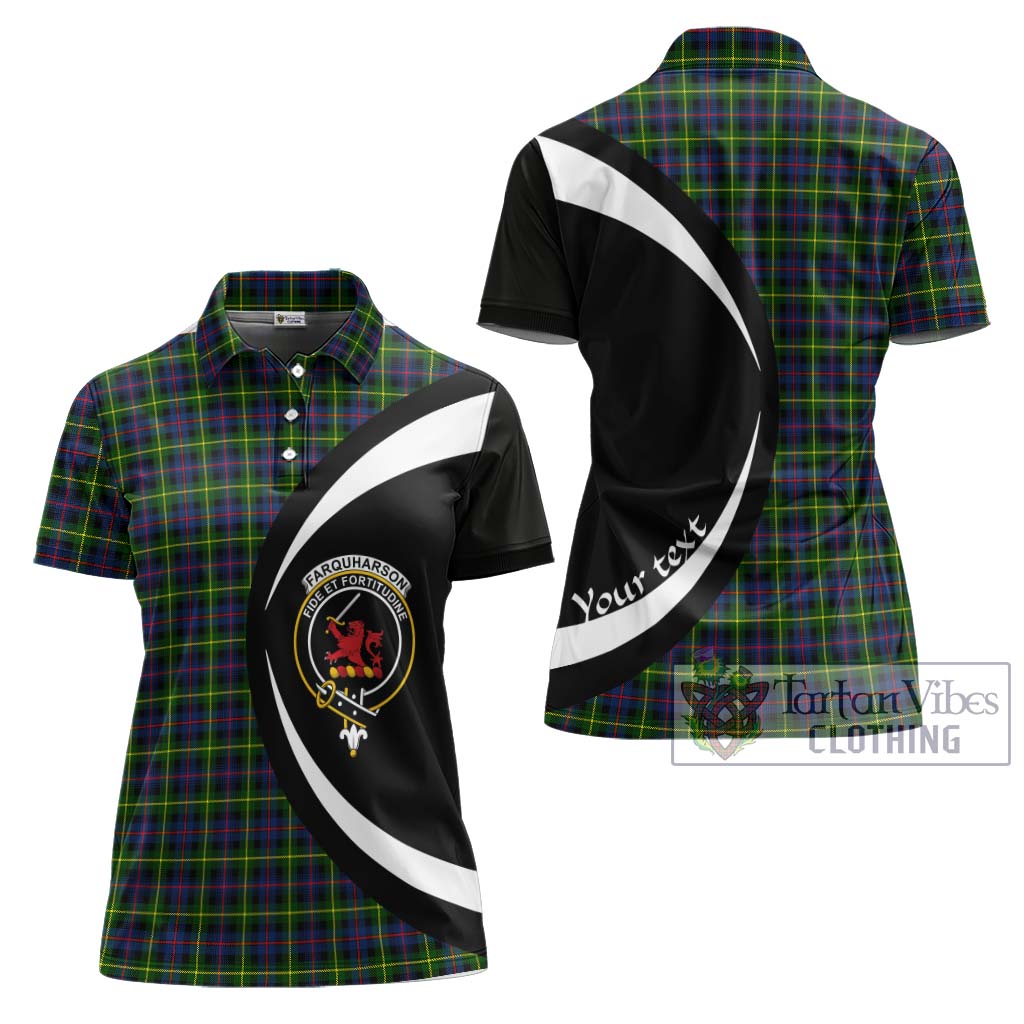 Tartan Vibes Clothing Farquharson Modern Tartan Women's Polo Shirt with Family Crest Circle Style