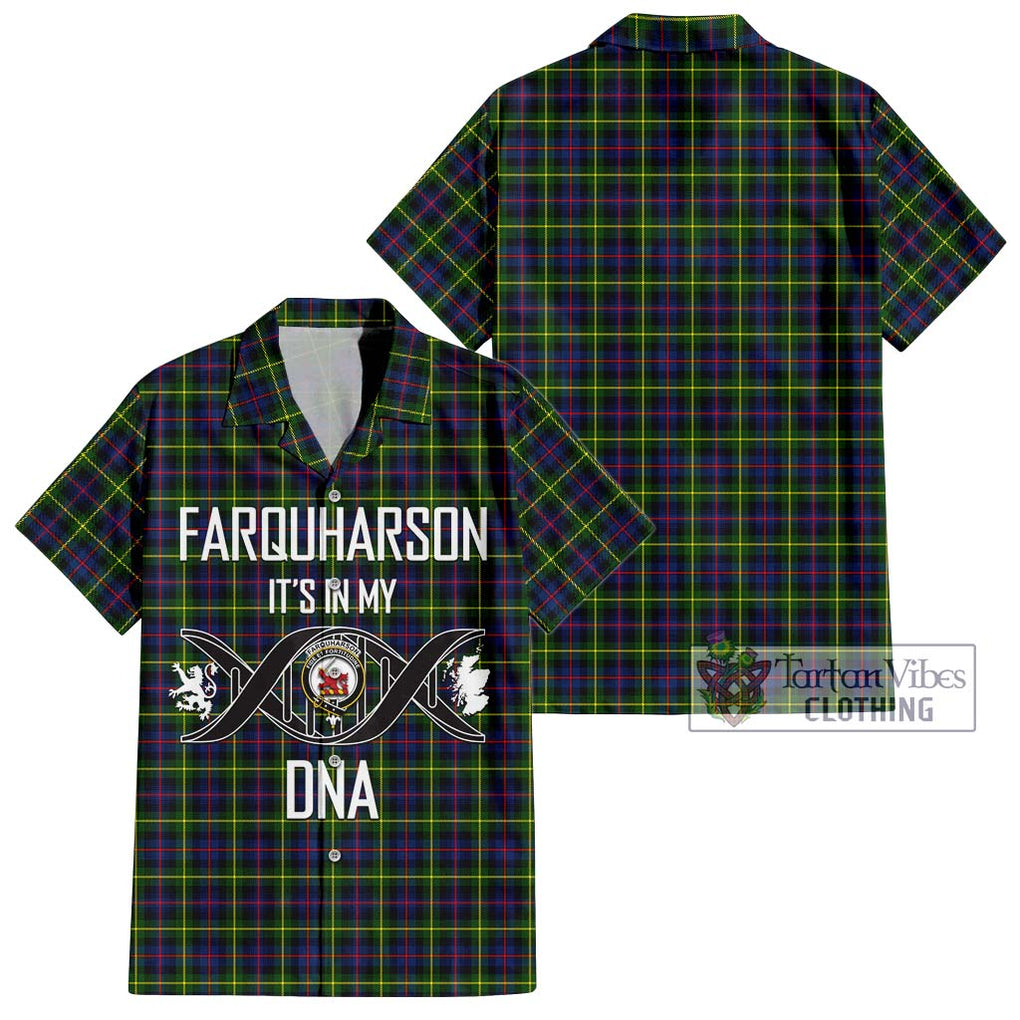 Farquharson Modern Tartan Short Sleeve Button Shirt with Family Crest DNA In Me Style Kid - Tartanvibesclothing Shop