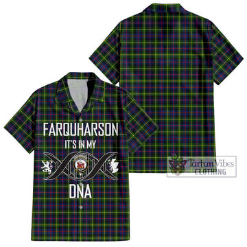 Farquharson Modern Tartan Short Sleeve Button Shirt with Family Crest DNA In Me Style