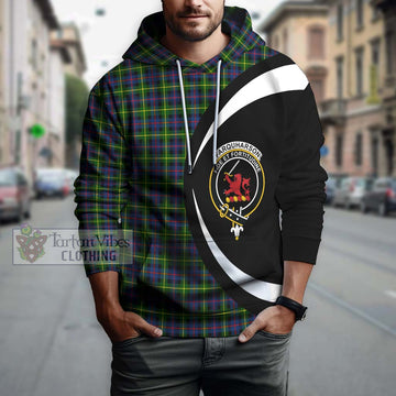 Farquharson Modern Tartan Hoodie with Family Crest Circle Style