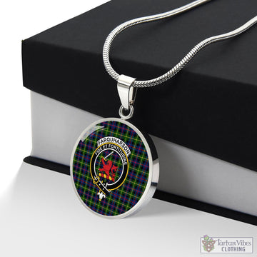 Farquharson Modern Tartan Circle Necklace with Family Crest