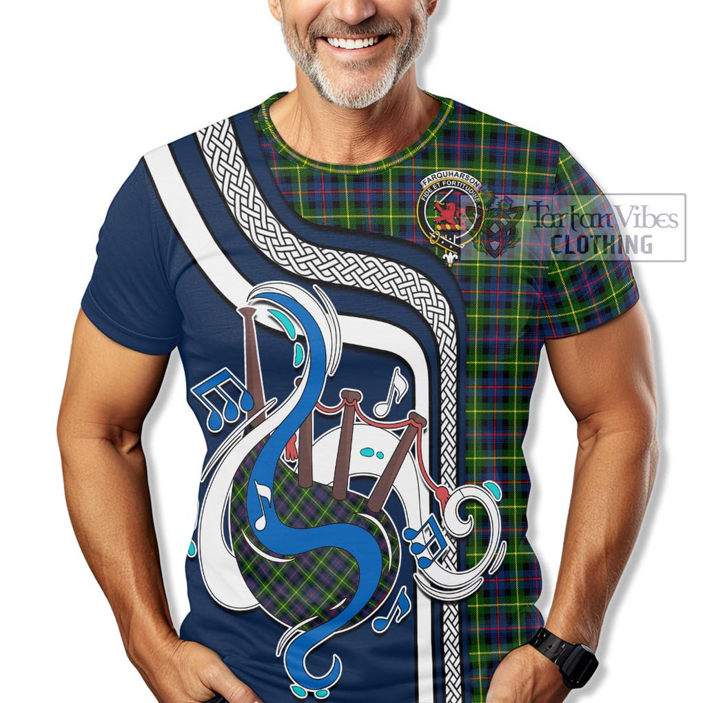 Farquharson Modern Tartan T-Shirt with Epic Bagpipe Style Kid's Shirt - Tartanvibesclothing Shop