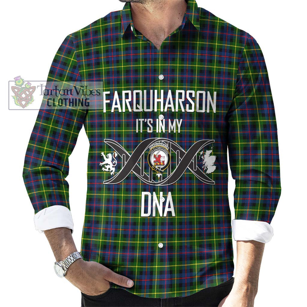 Farquharson Modern Tartan Long Sleeve Button Shirt with Family Crest DNA In Me Style Men's Shirt S - Tartanvibesclothing Shop