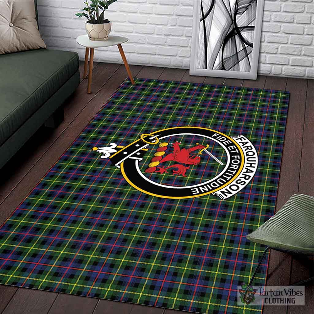 Tartan Vibes Clothing Farquharson Modern Tartan Area Rug with Family Crest