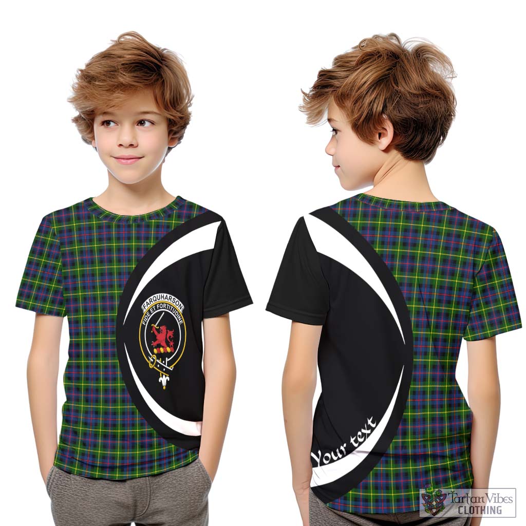 Farquharson Modern Tartan Kid T-Shirt with Family Crest Circle Style Youth XL Size14 - Tartan Vibes Clothing