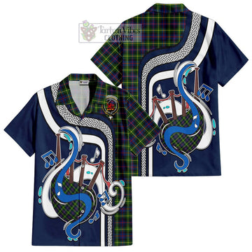 Farquharson Modern Tartan Short Sleeve Button Shirt with Epic Bagpipe Style