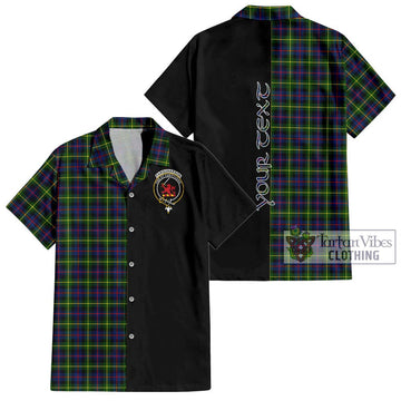 Farquharson Modern Tartan Short Sleeve Button Shirt with Family Crest and Half Of Me Style