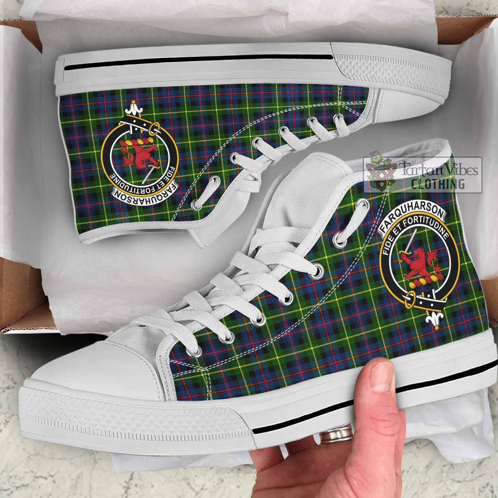 Tartan Vibes Clothing Farquharson Modern Tartan High Top Shoes with Family Crest