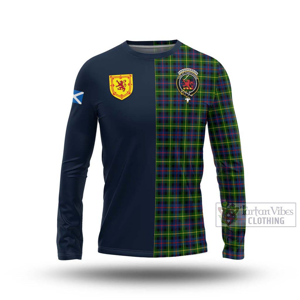 Tartan Vibes Clothing Farquharson Modern Tartan Long Sleeve T-Shirt with Scottish Lion Royal Arm Half Style