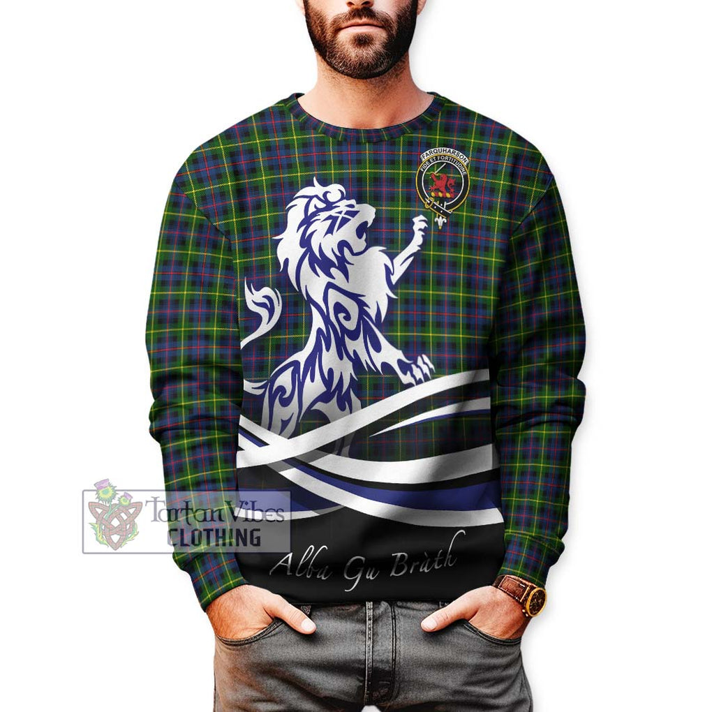 Farquharson Modern Tartan Sweatshirt with Alba Gu Brath Regal Lion Emblem Unisex - Tartanvibesclothing Shop