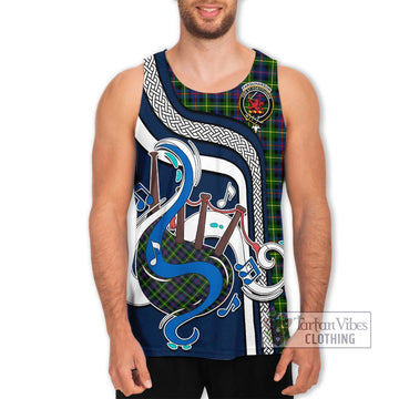 Farquharson Modern Tartan Men's Tank Top with Epic Bagpipe Style