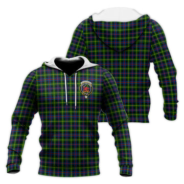 Farquharson Modern Tartan Knitted Hoodie with Family Crest