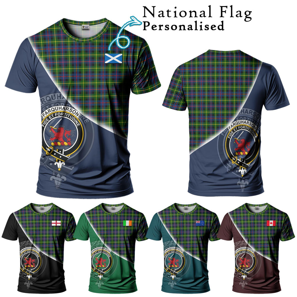 Farquharson Modern Tartan T-Shirt with Personalised National Flag and Family Crest Half Style Kid's Shirt - Tartanvibesclothing Shop