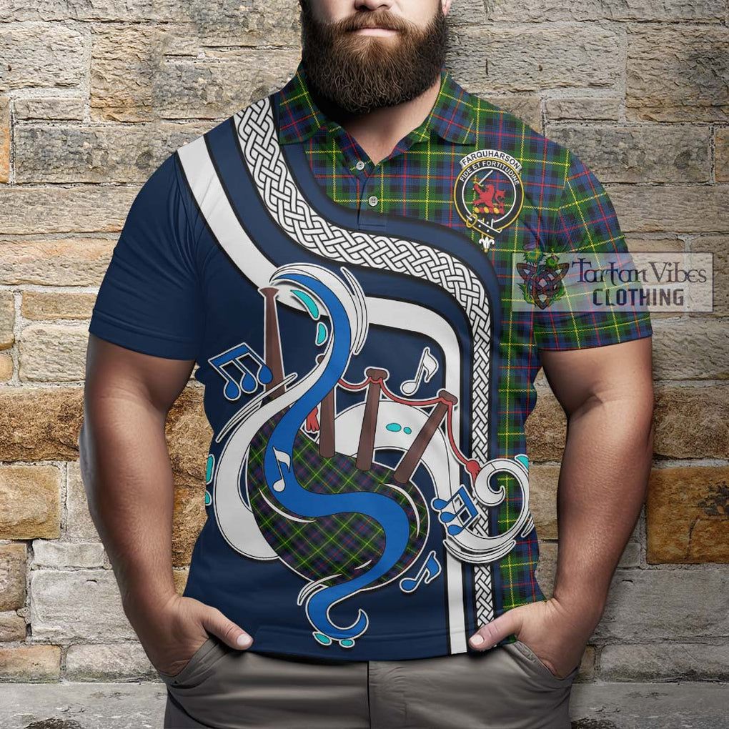 Tartan Vibes Clothing Farquharson Modern Tartan Polo Shirt with Epic Bagpipe Style