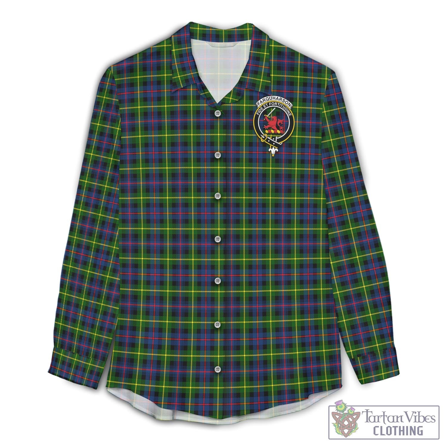 Tartan Vibes Clothing Farquharson Modern Tartan Womens Casual Shirt with Family Crest