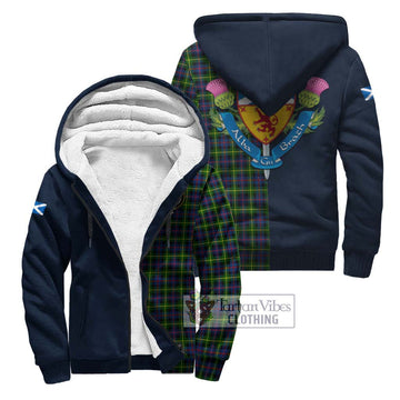 Farquharson Modern Tartan Sherpa Hoodie Alba with Scottish Lion Royal Arm Half Style