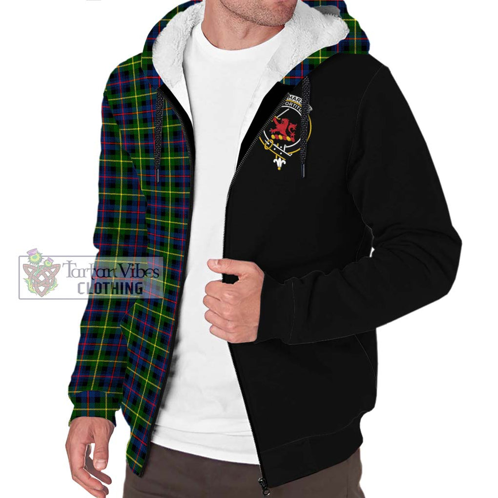 Farquharson Modern Tartan Sherpa Hoodie with Family Crest and Half Of Me Style Unisex S - Tartanvibesclothing Shop